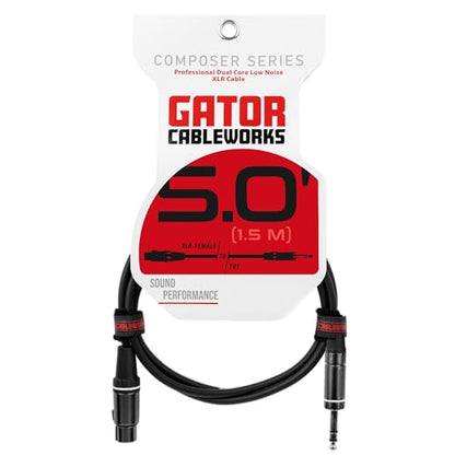 By Gator Cases Composer Series Deluxe 5 Foot XLR Female to TRS Cable, (GCWC-XLR-05FTRS) - size: 5 Feet, style: TRS/XLR Female