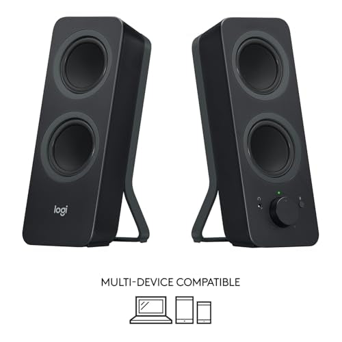 Logitech Z207 2.0 Stereo Computer Speakers with Bluetooth - size: 9.5"x3.5"x4.9"