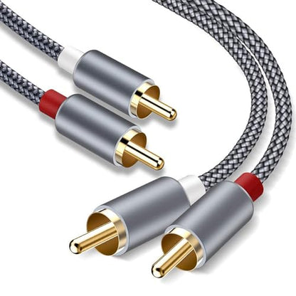 Goalfish RCA Cable, 2 Pack 2-Male to 2-Male RCA Audio Stereo Subwoofer Cable [Hi-Fi Sound,Shielded] Auxiliary Audio Cord for Home Theater, HDTV, Amplifiers, Hi-Fi Systems,Speakers- 6 Feet, Top Series | Braided, Durable, For Home Theater, HDTV, Amplifiers,