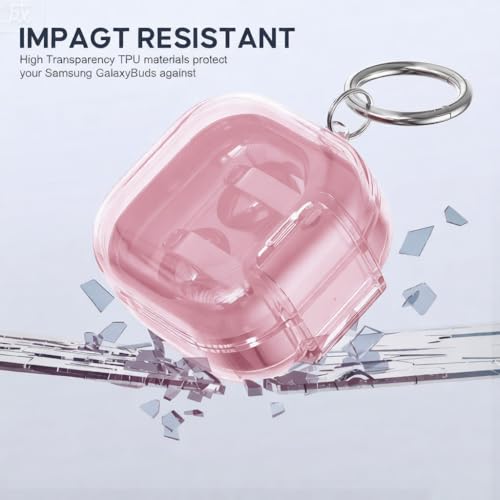 Compatible with Samsung Galaxy Bud 4 Pro Case/Buds4 Case Clear Lock Clip with Phone Stand + Cleaner Kit, Transparent TPU Galaxy Buds Pro 4 2026 Protective Cover Men Women with Carabiner, Clear Pink - color: A-Clear Pink, size: For Galaxy Buds 4/4 Pro 2026
