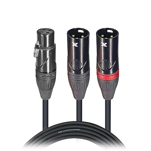 Prox XC-YXF 6 in. Balanced XLR-F to Dual XLR-M Better-Performance Audio Y Cable