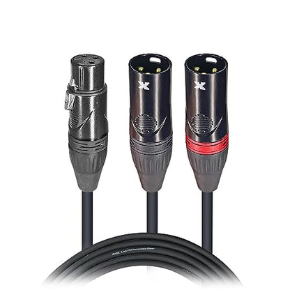 Prox XC-YXF 6 in. Balanced XLR-F to Dual XLR-M Better-Performance Audio Y Cable