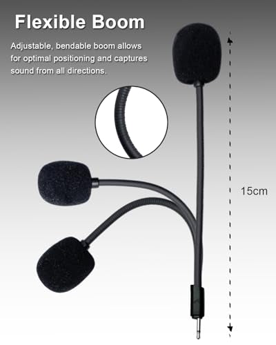 Replacement Game Microphone for JBL Quantum 100 Headsets | For PS5 PS4 PC Xbox MAC, Detachable Noise Cancelling, Game Voice Mic Boom, 2.5mm Jack, Black