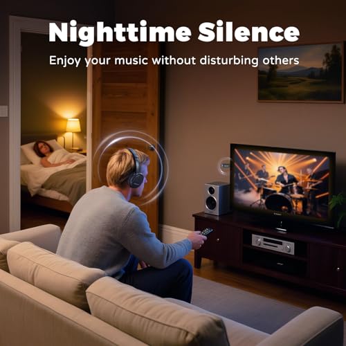 Holdsound BKM400 Wireless Headphones for TV Watching with USB Transmitter | Bluetooth TV Headphones Wireless, Strong Compatibility, Up to 165 ft, No Delay and High Volume Output, 40 Hours Battery Life