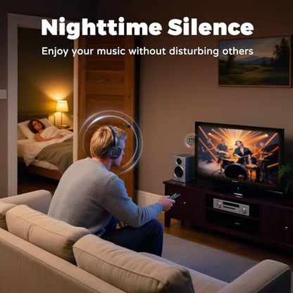 Holdsound BKM400 Wireless Headphones for TV Watching with USB Transmitter | Bluetooth TV Headphones Wireless, Strong Compatibility, Up to 165 ft, No Delay and High Volume Output, 40 Hours Battery Life