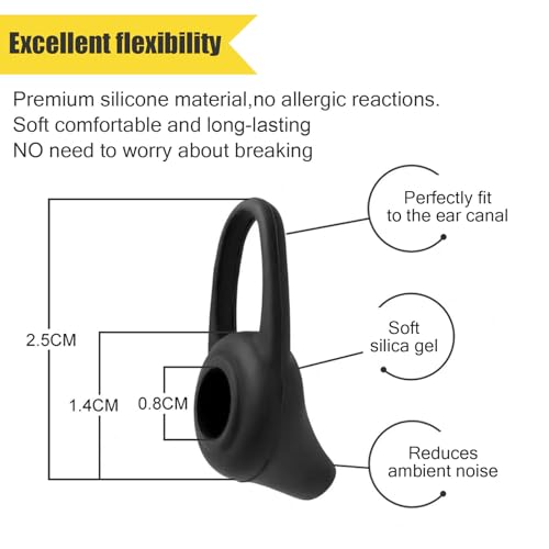 Ear Hooks Eartips Kit 360° Rotatable Adjustable Soft Silicone Anti-Slip Sports Clamp Bluetooth Headset Clips Earbuds Replacement for Newbee/Plantronics/TOORUN Black