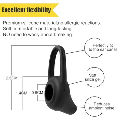 Ear Hooks Eartips Kit 360° Rotatable Adjustable Soft Silicone Anti-Slip Sports Clamp Bluetooth Headset Clips Earbuds Replacement for Newbee/Plantronics/TOORUN Black