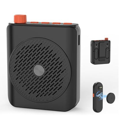 15W Wireless Voice Amplifier for Teachers, Dual Magnetic Lavalier Mics with Noise Reduction, Portable Bluetooth 5.3 PA System for Tour Guide Yoga, 15H Battery Waist-Mount Speaker, 98FT Range (Black) - color: Black