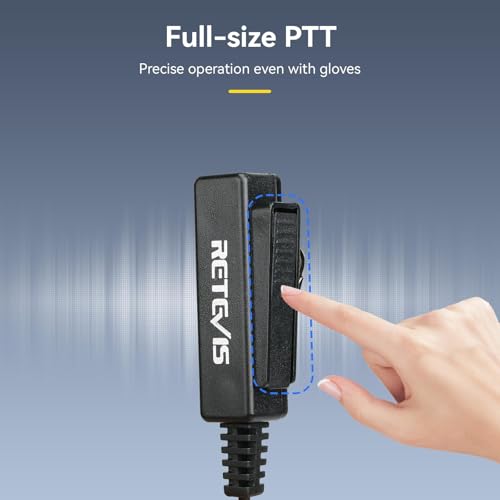 Retevis Covert Tube Walkie Talkie Earpiece with Mic, Full Size PTT(1 Pack)