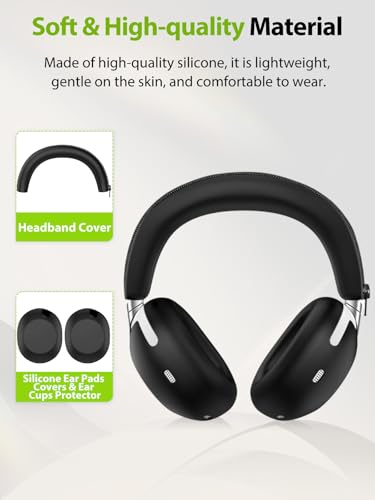 2-in-1 Silicone Protective Cover Set for Sony 1000X THE COLLEXION Headphones, Sweatproof Headband Cover + Integrated Ear Cups Protector (Ear Pads & Shell), Full Coverage(Black) - color: Black