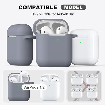 for AirPods 2nd/1st Case Silicone Cover, Dark Gray | Compatible with Apple AirPods 2nd/1st (2019/2016) Generation with Keychain & Cleaner Kit, Wireless Charging Compatible - color: Dark Gray