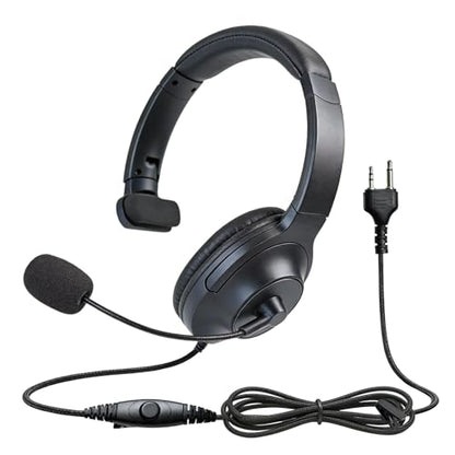 One-side Walkie Talkie Headphones Over The Ear Ptt Headset Boom Microphone Headband Earpiece for Midland 2pin Walkie Talkies (Big Earmuff)