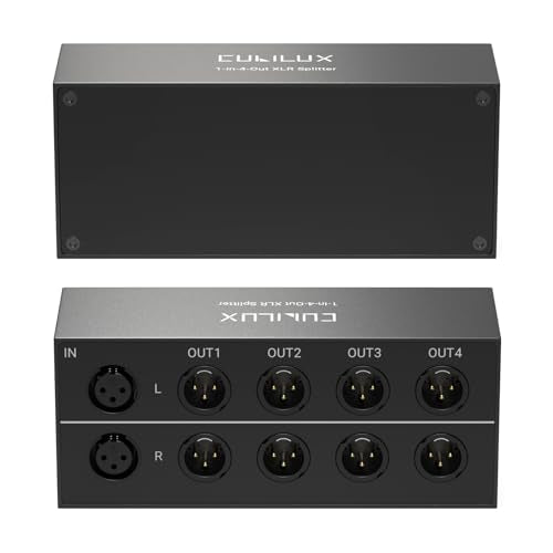 4-Way Balanced XLR Splitter Box, Passive Stereo 2-In-8-Out Audio Distributor for Studio, Live, Mixer, Amplifier, Preamps, Powered Speaker