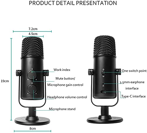 USB Microphone for Computer, Plug & Play Computer Microphone, with Mute Key, Echo/Volume Control Desktop Microphone for Gaming, Vocals, Voice Over, Streaming