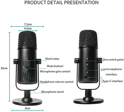 USB Microphone for Computer, Plug & Play Computer Microphone, with Mute Key, Echo/Volume Control Desktop Microphone for Gaming, Vocals, Voice Over, Streaming