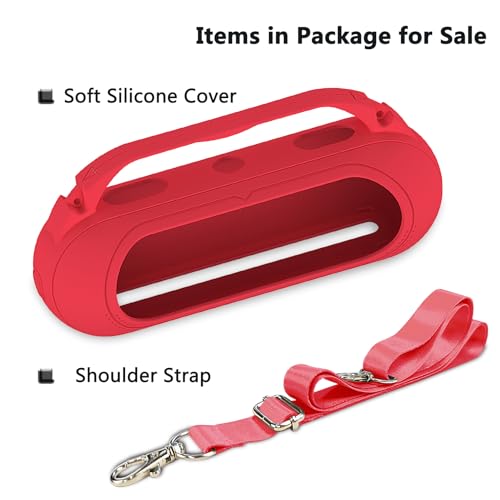 Silicone Cover Case Compatible with Beats Pill 2024 Bluetooth Speaker | Accessories for Beats Pill Speaker Protective Case with Handle, Shockproof and Anti-Scratch Cover (Red) - color: Red