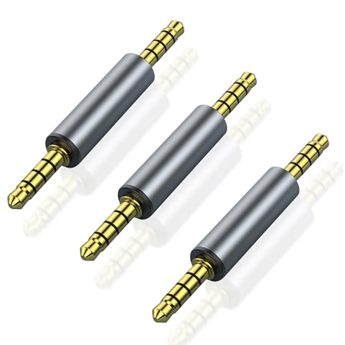 3 Pack 3.5mm Audio Adapter, 1/8" TRRS Stereo Jack Adapter, Male Coupler Gold Plated Connectors, for Mobile Phones, Tablets, Car Audio, Speakers - style: M to M