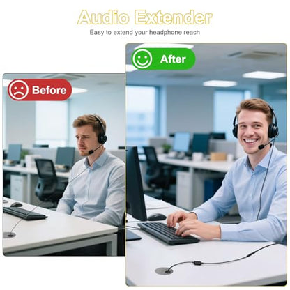 Headphone Extension Cable with Mute & Volume Control Compatible with Bose QC45 QC35ii QC35 QC25 NC700 Headphones Cable, 3.5mm Male to Female Audio Cable, 6.6ft