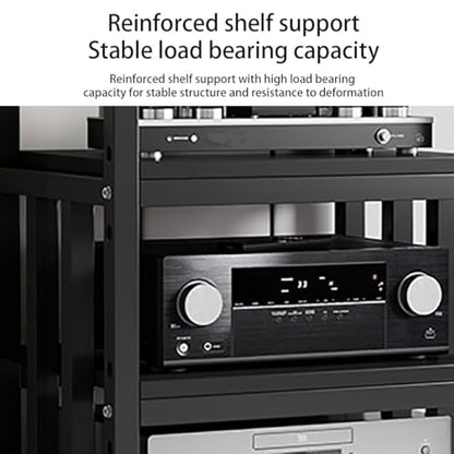 Adjustable Open Frame Hi-Fi Audio Stand, Wood Top Metal Audio Rack with Anti-Vibration Foot, AV Equipment Shelving for Living Room Home Cinema Studio(White-B) - color: White-b