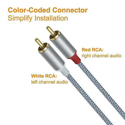 DCHAV 3.5mm to RCA Audio Cable 4ft 2 Male RCA Aux Cord Adapter Headphone Jack Y Splitter for Speaker Stereo Car Subwoofer TV MP3 Laptop Amplifier with Nylon Braided Wire Gold Plated Plug Red White - style: 3.5mm to 2 RCA