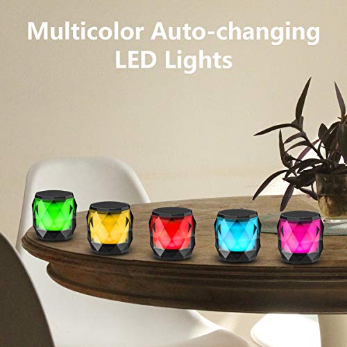 LFS Portable Mini Bluetooth Speaker with 7 Color Lights, TWS Stereo Pairing | Wireless Waterproof Speaker Magnetic, 8 Hours Playtime, Built-in microphone, Small Speaker for Shower, Home, Outdoor, Travel