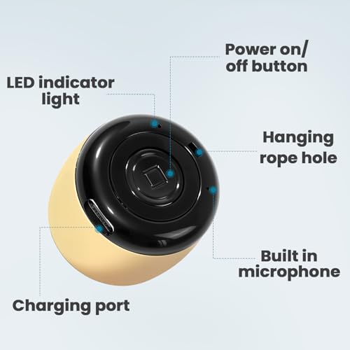 Best Mini Portable Bluetooth Speaker with HD Sound & Bass I Smallest Wireless Bluetooth Speakers for Phone/PC/Tablet I Photo Selfie Button Answer Phone Calls I Cute Tiny Speaker (Gold) - color: Gold