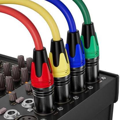 4Pack-50FT XLR Male to XLR Female Cables, Professional Balanced Microphone Lead, Extension Mic Cable Cord (Blue, Red, Blue, Yellow) - style: 4Pack-50FT