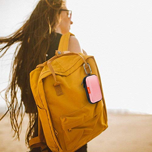 Pink Earbud Carrying Case, Lightweight Mini Universal Storage Pouch | Universal Bag for Wired Earbuds, Airpods, Bluetooth Headset, Wall Charger Adapter, USB Cable - color: Pink