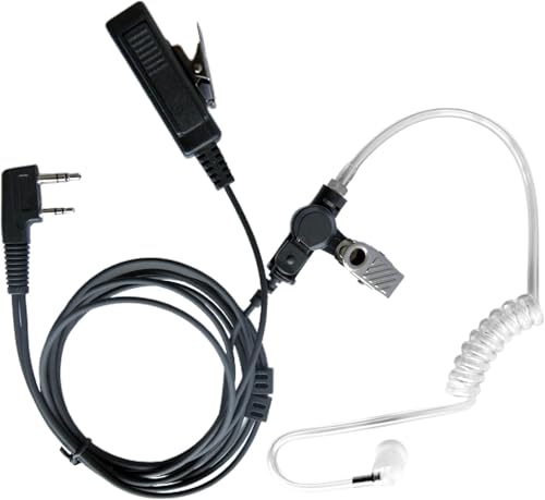 Covert Acoustic Tube Surveillance Headset with Mic,2 Pin Earpiece Walkie Talkies/Two Way Radio with Transparent Acoustic Tube (1 Pack) - size: 1 PACK