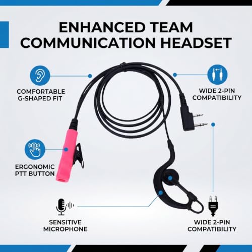 2 Pin G Shape Radio Earpiece with Microphone, HandsFree Headset for TK Series Two Way Radio