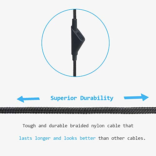 3M Inline Mute(Hold Button) Nylon Braided Cord for Astro A40 Headsets | Inline Mute Function(Hold Button)Audio Cable, 3 Meter Long , Nylon Braided, Compatible with Astro A40 Headsets - size: 3M, style: Mute Function