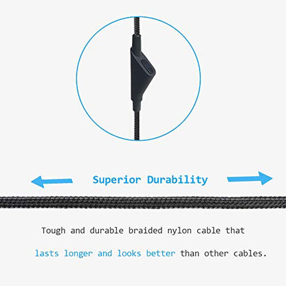 3M Inline Mute(Hold Button) Nylon Braided Cord for Astro A40 Headsets | Inline Mute Function(Hold Button)Audio Cable, 3 Meter Long , Nylon Braided, Compatible with Astro A40 Headsets - size: 3M, style: Mute Function