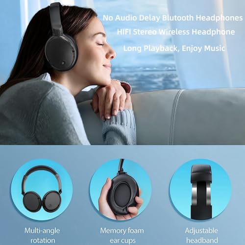 PROW Wireless Headphones for TV Watching with USB Transmitter, Wireless TV Headphones for Seniors, Bluetooth5.3 Headset, No Audio Delay 30H Battery Life, Comfortable Fit for The Elderly and Parents