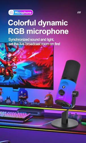 USB/XLR Dual-Mode Desktop Microphone, RGB Lighting, 3.5mm Monitoring Jack, Professional Live Broadcast (Microphone + Desktop Stand) - style: Microphone + Desktop Stand