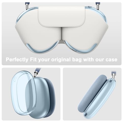 Compatible with Apple AirPods Max Case,Clear Soft TPU Anti-Scratch,Ear Pad Case Cover/Ear Cups Cover/Headband Covers for AirPods Max Headphones,Blue - color: D-Blue, size: Clear case