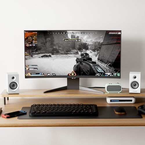 Powered Bookshelf Speakers HiFi Computer Gaming Monitors with Bluetooth 5.3 & 24-Bit USB DAC Stereo Speaker PC Speakers 3.5" Woofer,1" Silk Dome Tweeter, Adjustable Bass/Treble BT16 - White - color: White