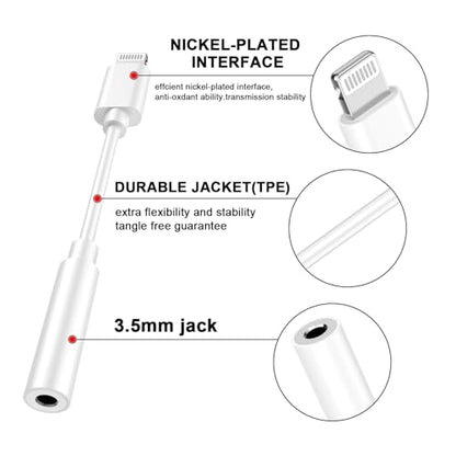 (Apple MFi Certified) 3 Pack Lightning to 3.5 mm Headphone Jack Adapter for iPhone,iPhone Headphone Adapter Converter Dongle Audio Cable Compatible with iPhone 14 13 12 11 X XS 8 7 Support All iOS