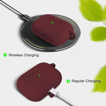 Full-Coverage dustproof Design for AirPods Pro 3 Case Cover with Cleaner Kit, Soft Silicone Cover for AirPods Pro 3rd Generation Comes with Keychain,Suitable for 3rd Generation Case,Wine Red - color: C1-Wine Red+pen