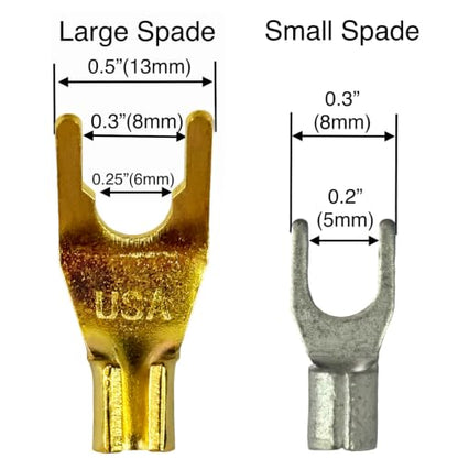 CNCESS Large Spade Fork to 1/4 in TS Speaker Adapter, 6 in, 12AWG, 2-Pack - size: Large Spade