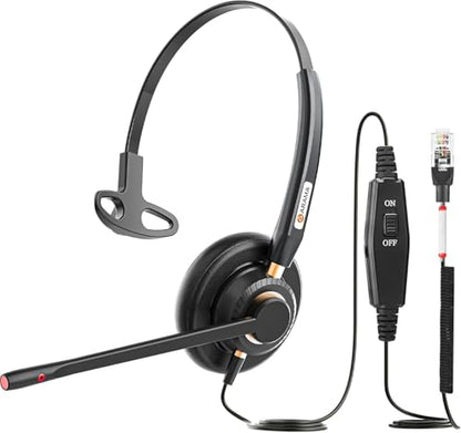 Arama RJ9 Telephone Headset for Cisco IP Phones, Mic Mute&Volume Control | Wired Phone Headset, Lightweight, Coilded Wire for Long Range, Clear Calls, Compatible with Cisco IP-7940G 8841 7841 9971