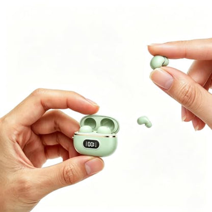 Xmenha Extra Small Invisible Mini Earbuds Wireless Greentooth Small Invisible Ear Buds for Sleeping Smallest Headphones Tiny Micro Hidden Discreet Earbuds for Work - color: Green
