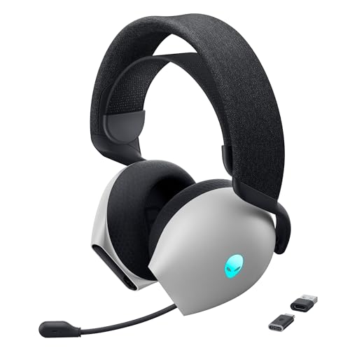 Alienware Wireless Gaming Headset AW725H | Bluetooth / 2.4GHz, Hi-Res Audio, Dolby Atmos, RGB Lighting, Lunar Light - color: Lunar Light