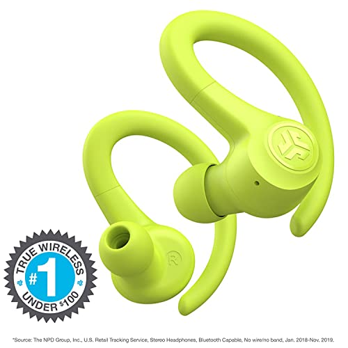 JLab Go Air Sport True Wireless Earbuds with earhook, IP55, 3 EQ Settings, Yellow - color: Yellow, style: Sport