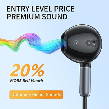 BENEWY Wired Earbuds 3.5mm Magnetic Earphones with Microphone Headphones | Noise lsolating, Clear Stereo, Ergonomic Design for iPhone, iPad,Smartphone, MP3 Players, Laptops and Other Audio Devices - color: Black