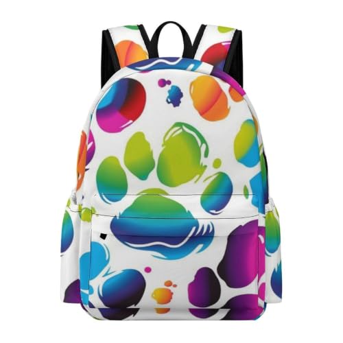 Travel Backpack for Women Men Carry On Backpack Coffee Collection Laptop Bag Lightweight Casual Daypack - color: Colorful Dog Paw Print