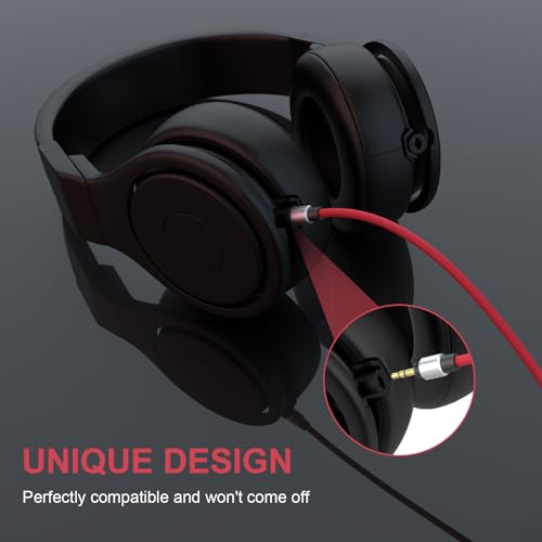 Alitutumao Replacement 3.5mm to 3.5mm & 6.5mm Aux Auxiliary Audio Cable, Headphone Extension Cord Compatible with Monster Beats Solo Pro Detox by Dr Dre Headphones (Red) - color: Red