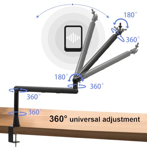 Microphone Boom Arm Low Adjustable Stick Microphone Arm Stand with Desk Mount Clamp Screw Adapter Cable Management Metal Mic Boom Arm for Podcast Streaming Gaming Studio