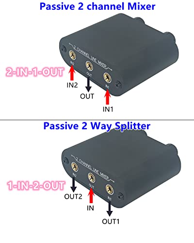 2 Way Audio mixer 3.5mm Un-powered mixer, 2 to 1 Stereo aux 3.5mm line levels control Box mini passive mixer X21