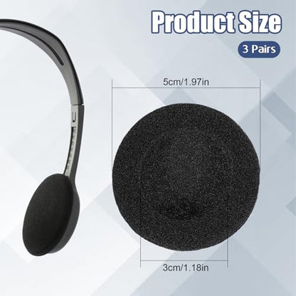 6 PCS Headphone Earpads, 50mm/2" Ear Cushions Ultra Soft Foam Cover Replacement Headphons Ear Covers for Headphones Most Standard Size Office Telephone Headsets H251 H251n H261n H351 H361