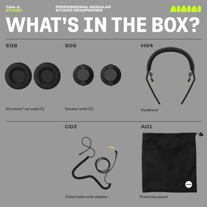 AIAIAI TMA-2 Studio Wired Black Over-Ear Headphones, Alcantara Memory Foam - style: TMA-2 Studio